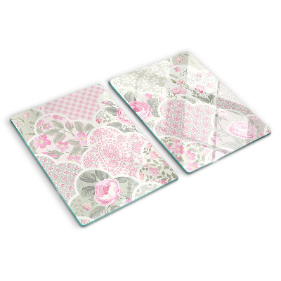 Glass chopping board Floral pattern in pastel shades