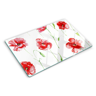 Glass kitchen board Poppy pattern with flowers
