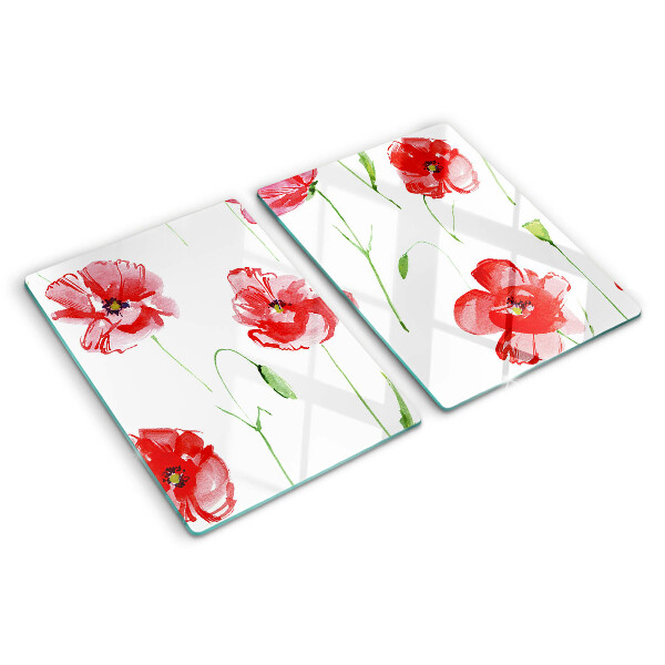 Glass kitchen board Poppy pattern with flowers