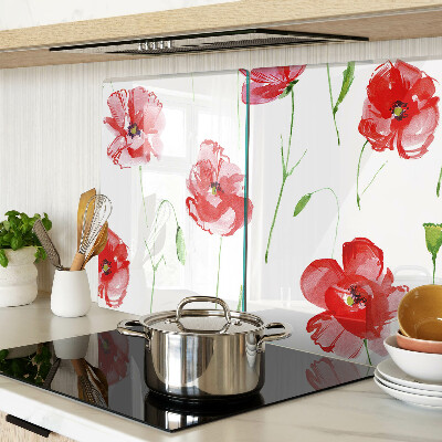 Glass kitchen board Poppy pattern with flowers