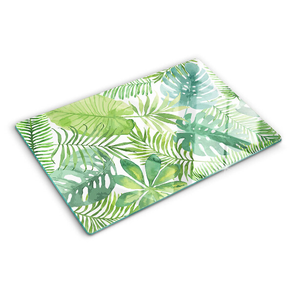 Glass chopping board Plant motif with leaves