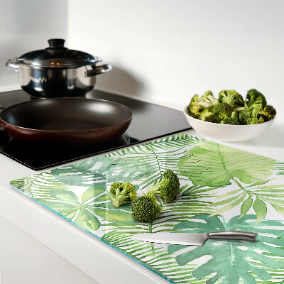 Glass chopping board Plant motif with leaves