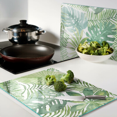 Glass chopping board Plant motif with leaves