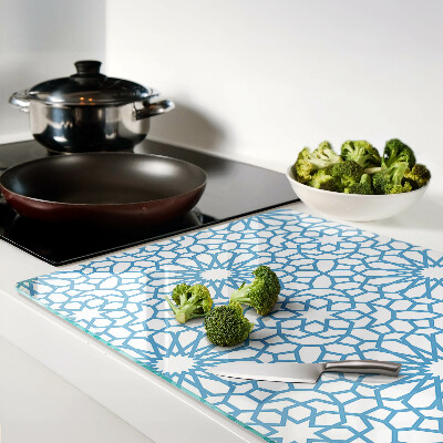 Chopping board glass Floral motif in shades of blue