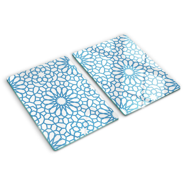 Chopping board glass Floral motif in shades of blue