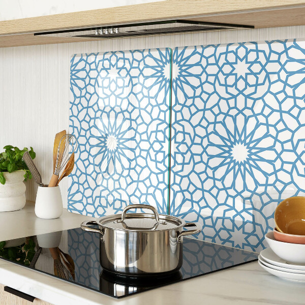 Chopping board glass Floral motif in shades of blue