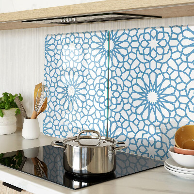 Chopping board glass Floral motif in shades of blue