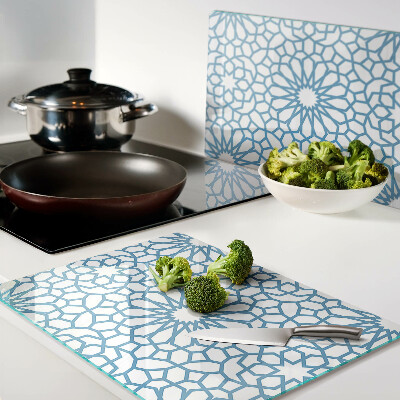 Chopping board glass Floral motif in shades of blue