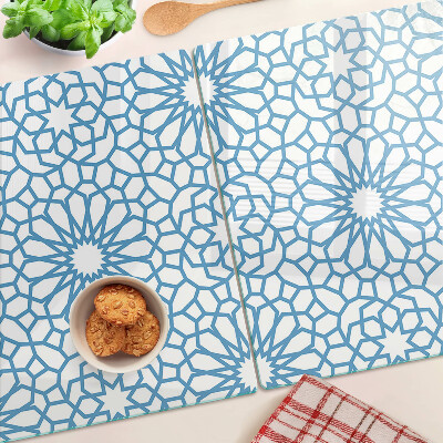 Chopping board glass Floral motif in shades of blue