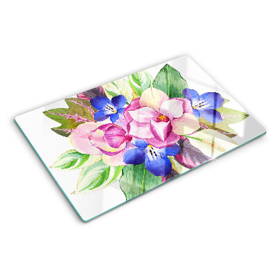 Cutting board Floral pattern with pink and blue flowers