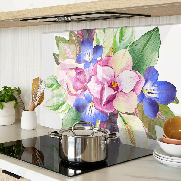 Cutting board Floral pattern with pink and blue flowers