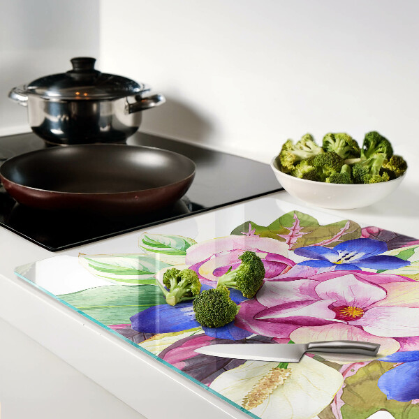 Cutting board Floral pattern with pink and blue flowers