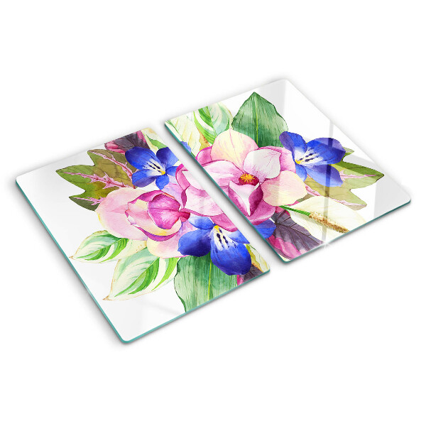 Cutting board Floral pattern with pink and blue flowers