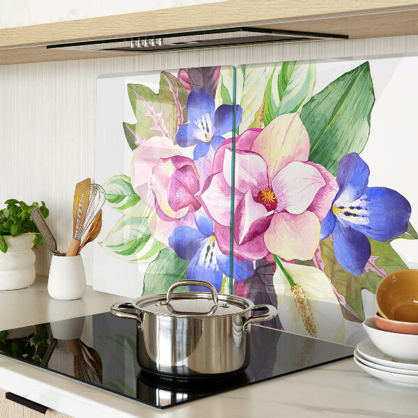 Cutting board Floral pattern with pink and blue flowers