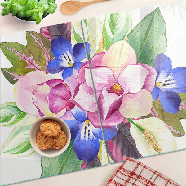 Cutting board Floral pattern with pink and blue flowers