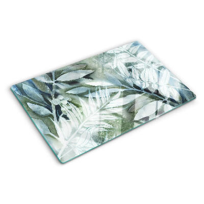 Glass cutting board Tropical leaves in pastel shades