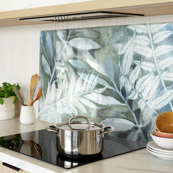 Glass cutting board Tropical leaves in pastel shades