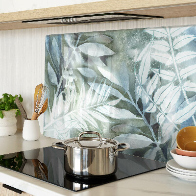 Glass cutting board Tropical leaves in pastel shades