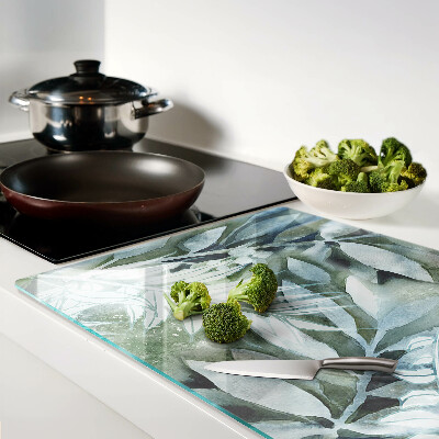 Glass cutting board Tropical leaves in pastel shades