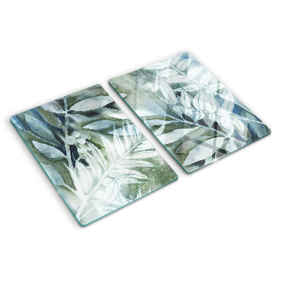Glass cutting board Tropical leaves in pastel shades