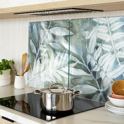 Glass cutting board Tropical leaves in pastel shades