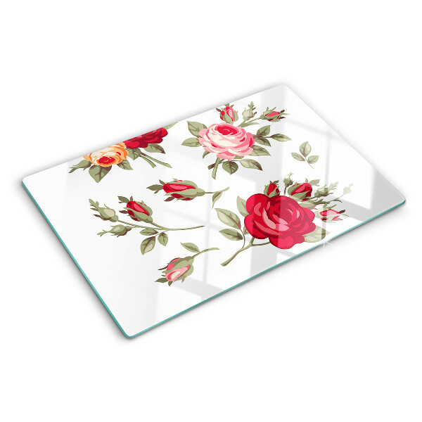 Glass kitchen board Vintage roses