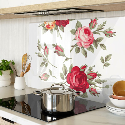 Glass kitchen board Vintage roses