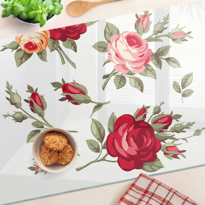 Glass kitchen board Vintage roses