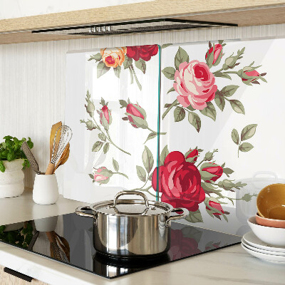 Glass kitchen board Vintage roses