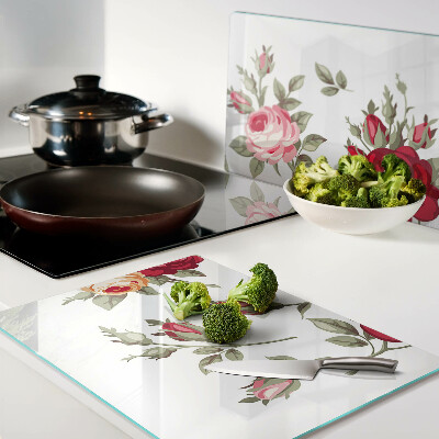 Glass kitchen board Vintage roses