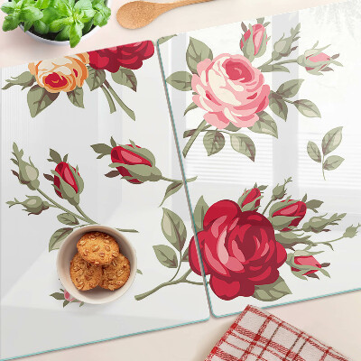 Glass kitchen board Vintage roses