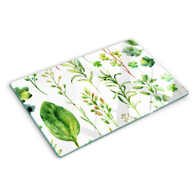 Chopping board glass Plant patterns in shades of green