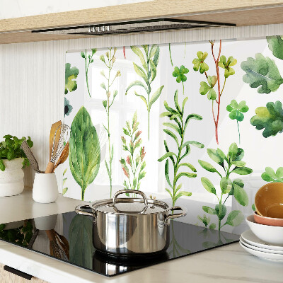 Chopping board glass Plant patterns in shades of green