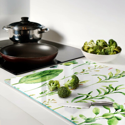 Chopping board glass Plant patterns in shades of green