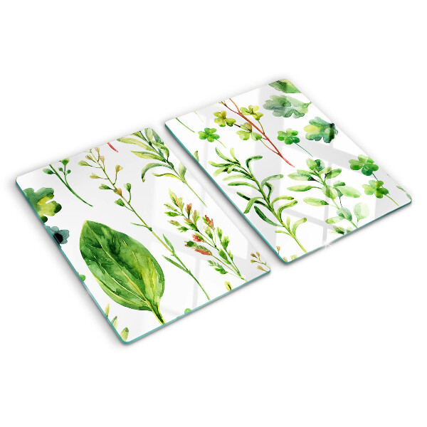 Chopping board glass Plant patterns in shades of green
