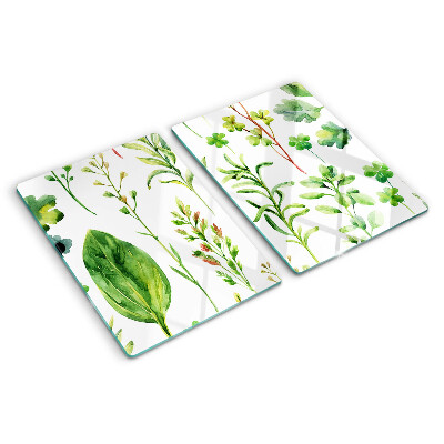 Chopping board glass Plant patterns in shades of green