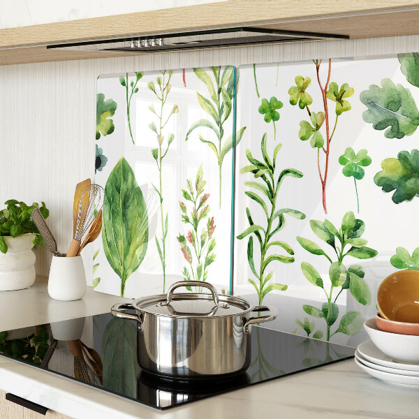 Chopping board glass Plant patterns in shades of green
