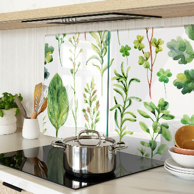 Chopping board glass Plant patterns in shades of green