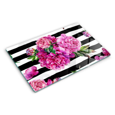 Cutting board Peony flowers on strips