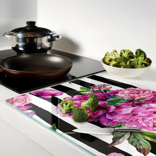 Cutting board Peony flowers on strips