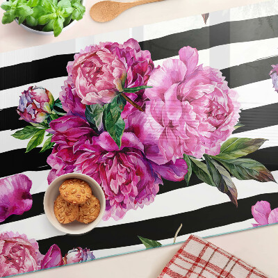 Cutting board Peony flowers on strips