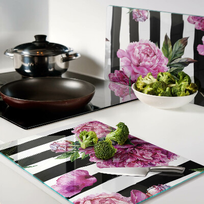 Cutting board Peony flowers on strips