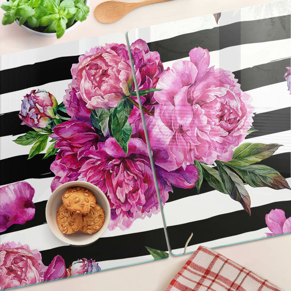 Cutting board Peony flowers on strips