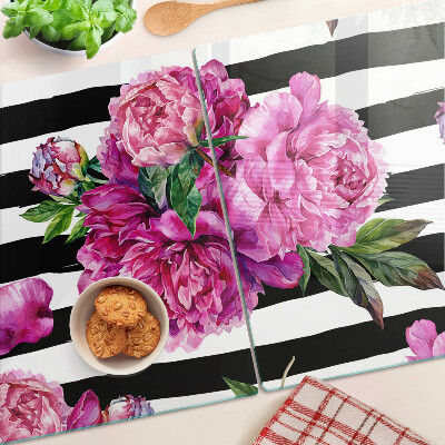 Cutting board Peony flowers on strips
