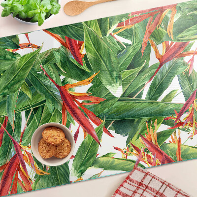 Glass chopping board Tropical leaves and flowers