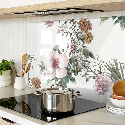 Glass kitchen board Floral pattern with hibiscus