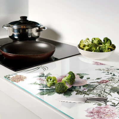 Glass kitchen board Floral pattern with hibiscus