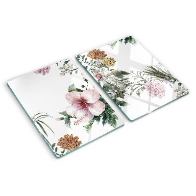 Glass kitchen board Floral pattern with hibiscus
