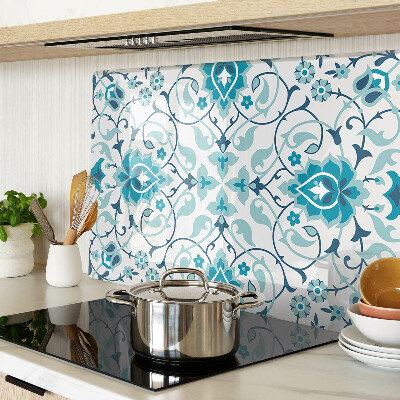 Chopping board glass Floral pattern in shades of blue