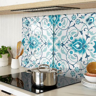 Chopping board glass Floral pattern in shades of blue